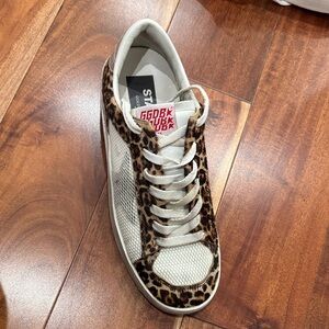 Golden Goose Leopard Print and Silver Sneakers